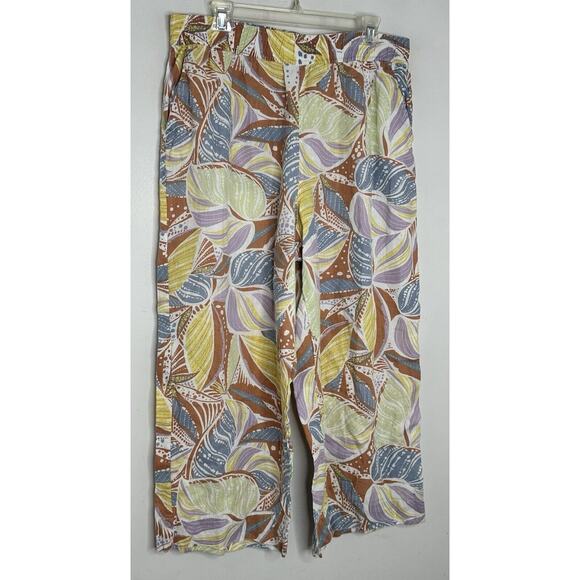 C&C California Womens 100% Linen Pull On Cropped Wide Leg Pants Size XL - Picture 2 of 6